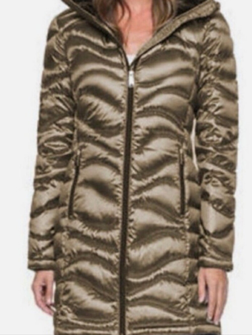 Andrew Marc Packable Lightweight Premium Down Puffer Coat Long Midi XS Bronze